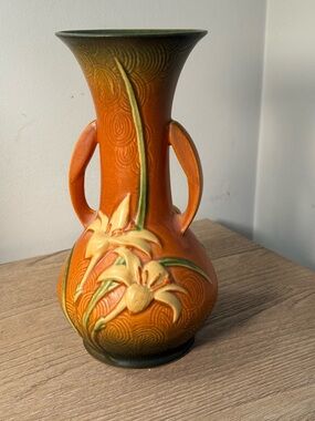Vintage Roseville Pottery Zephyr Lily Vase 137-10 Double Handle Art Pottery